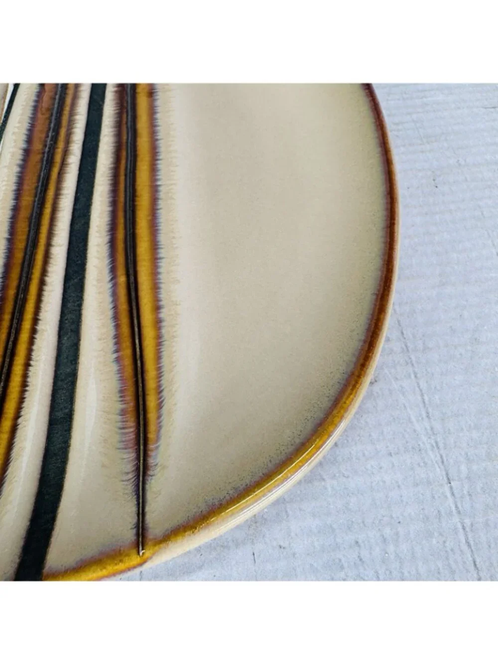 Home Trends BAZAAR BROWN Stoneware Square Emboss Stripe Lunch Salad Plate Set 4